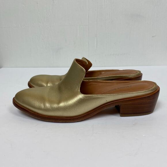 Ariana Bohling Sami Gold Leather Slip On Classic Heeled Mule Shoe US 8.5 EU 39 - Picture 5 of 12